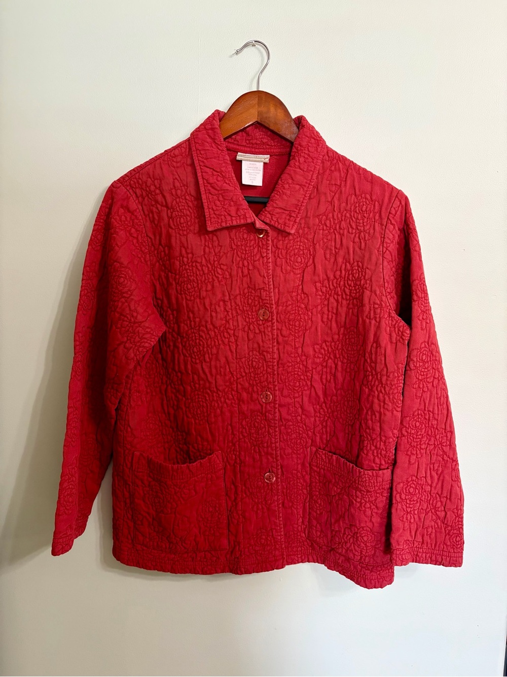 Coldwater Creek Quilted Red Button-Front Jacket